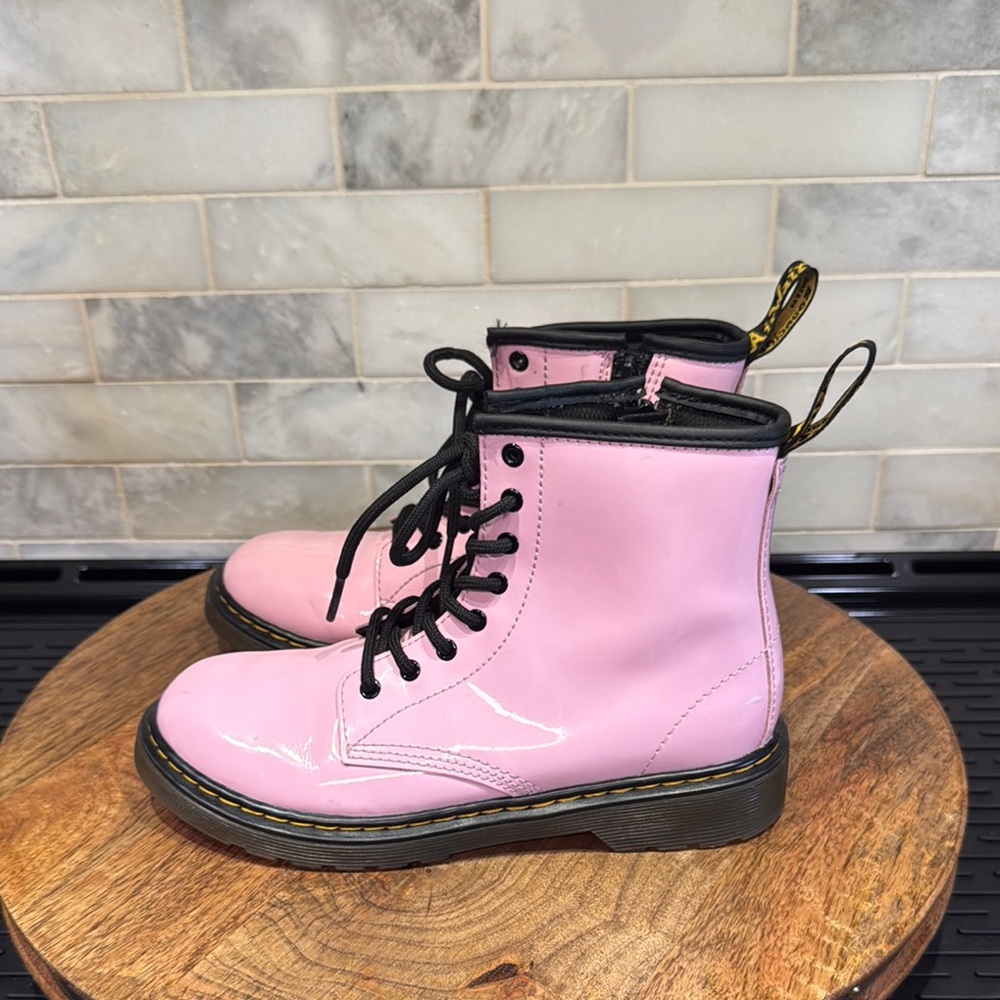 Dr. Martens 1460 Kids Pink Patent Leather Lace-Up Boots